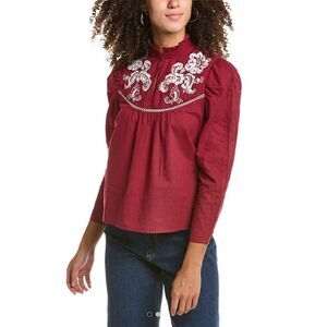 St. Roche Poppy Blouse in Berry and Ivory Embroidery. Size 4. NWT!